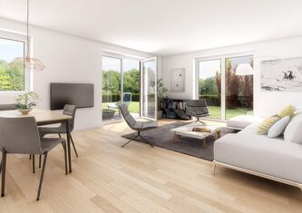 Möbliertes Wohnzimmer im Erdgeschoss