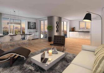 Möbliertes Wohnzimmer zweites Obergeschoss