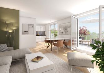 Möbliertes Wohnzimmer zweites Obergeschoss